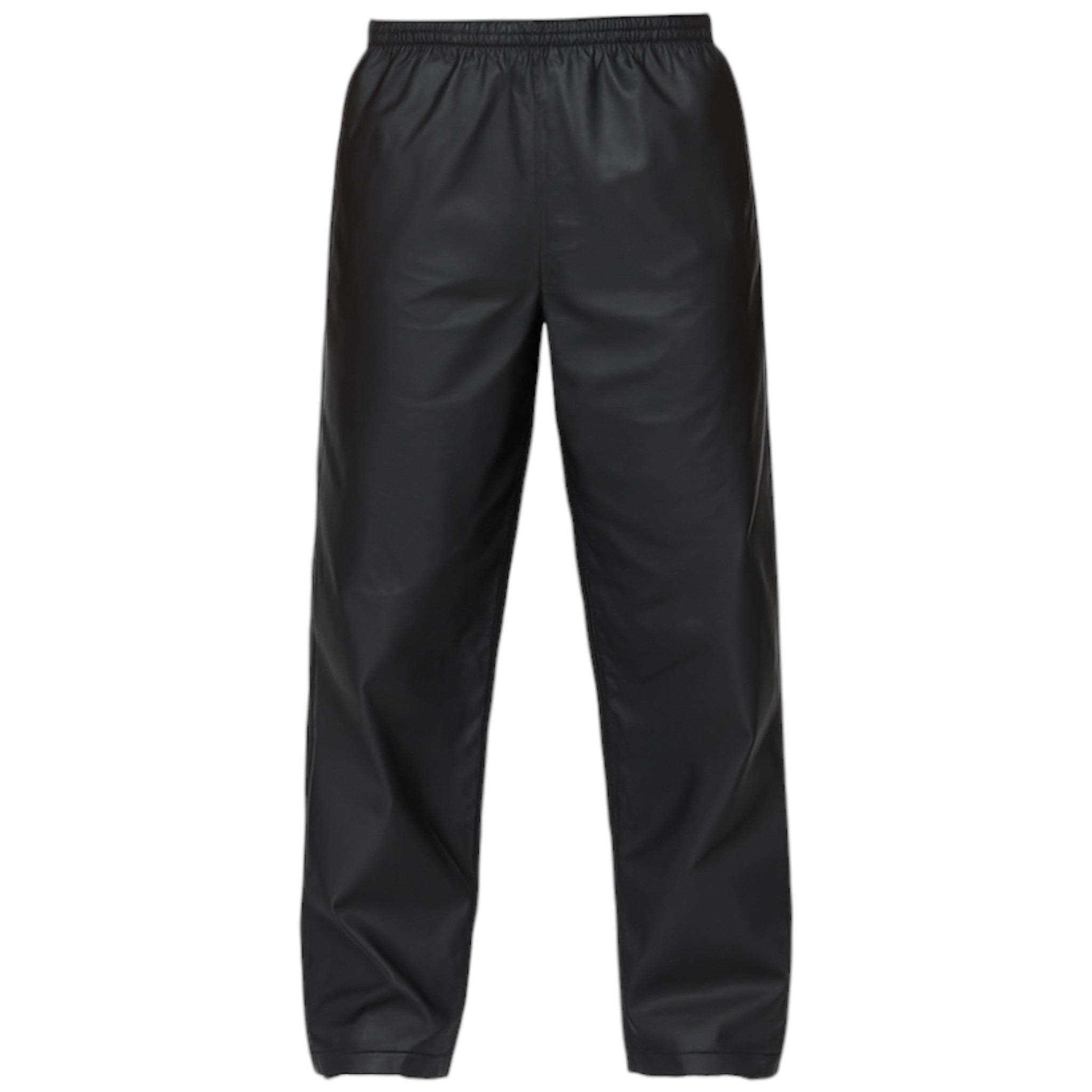 Men's waxed overtrousers in black, by Nicky Adams Countrywear – waterproof wax cotton pants with elastic waist for outdoor and country wear